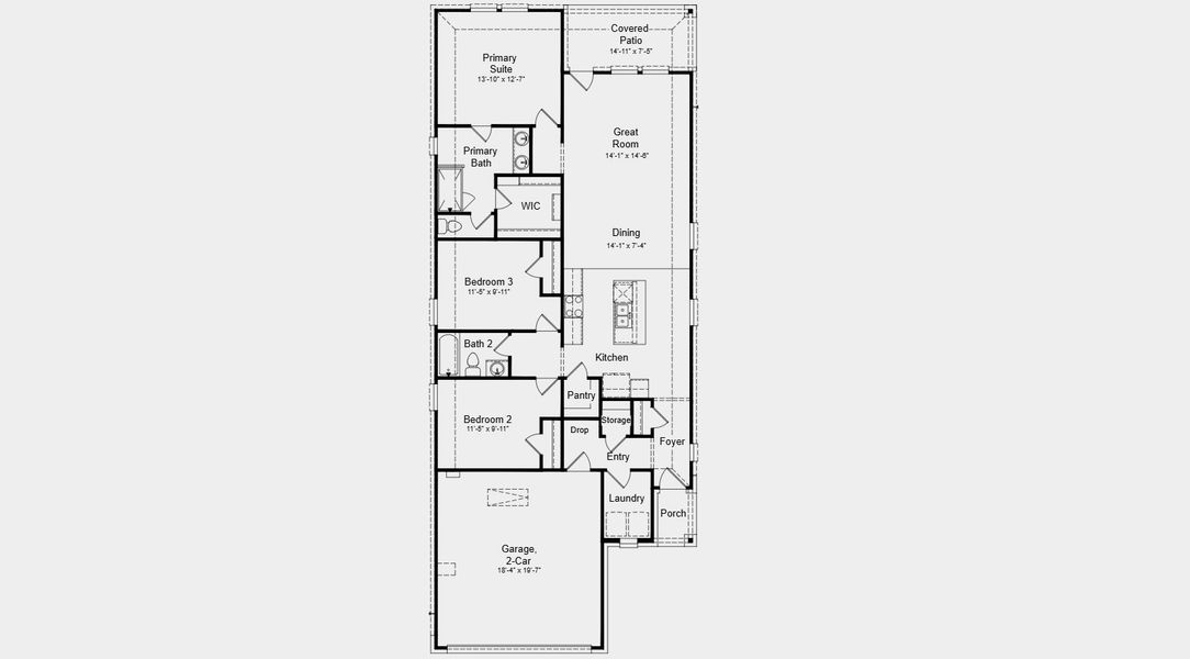 2D floor plan layout for the Eagle by Taylor Morrison in Village Grove, Dripping Springs, TX (Image 3).