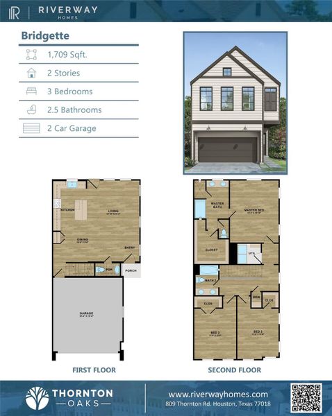 Bridgette Floorplan with first floor kitchen and living.