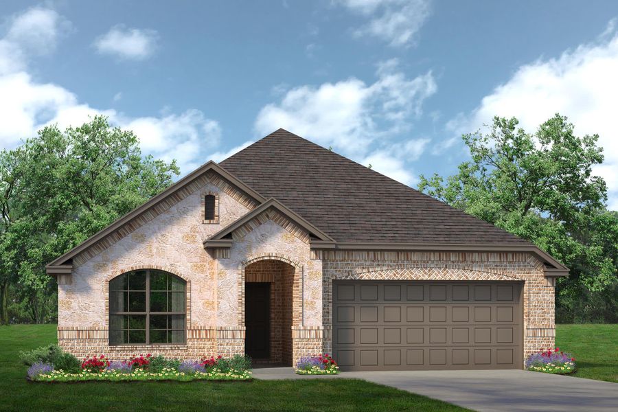 Elevation A with Stone | Concept 2186 at El Dorado in Granbury, TX by Landsea Homes Elevation A with Stone | Concept 2186 at El Dorado in Granbury, TX by Landsea Homes