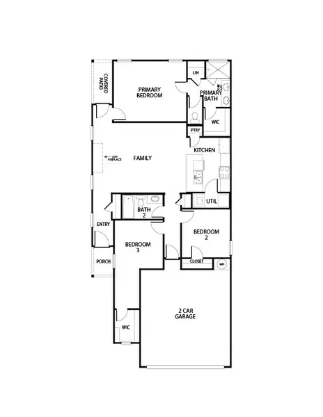 2D floor plan layout for the Rowan by Impression Homes in Creekside Ranch, Blue Ridge, TX (Image 3).