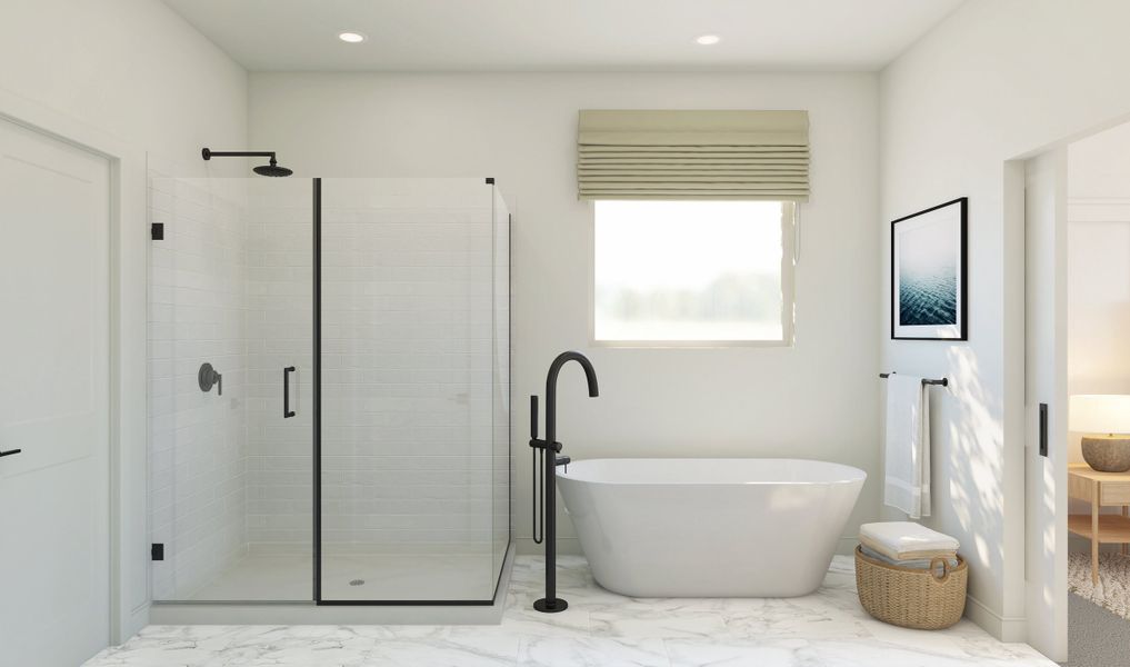 Primary bath with freestanding soaking tub