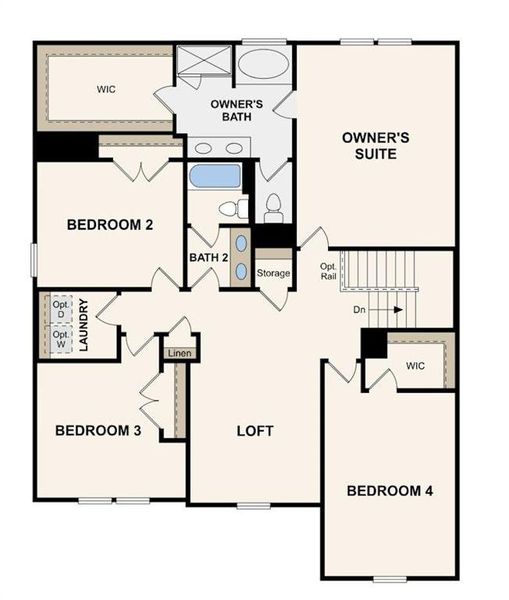 2D floor plan layout of this home in Hawthorne Reserve, Dallas, GA (Image 4).