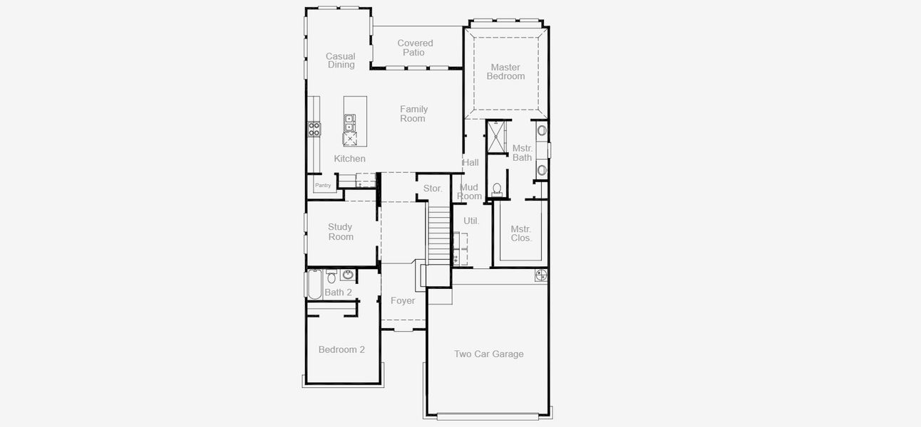 2D floor plan layout for the Goodrich by Coventry Homes in 6 Creeks, Kyle, TX (Image 3).