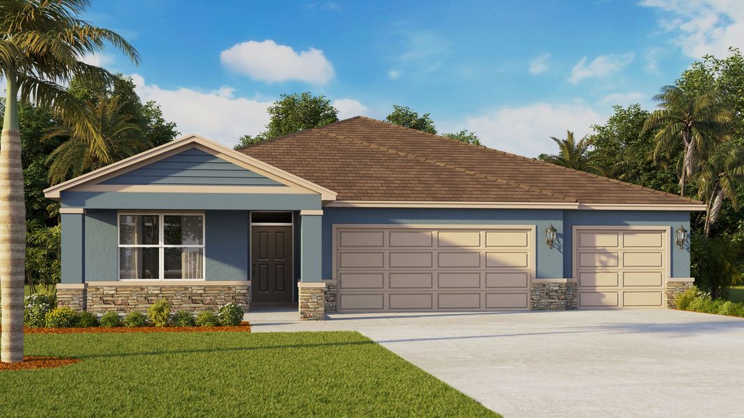 Front exterior of a new home in Ironwood, Daytona Beach, FL, highlighting curb appeal (Image 2).