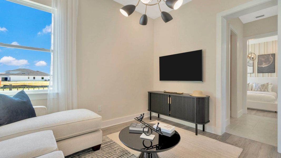 The Third Bedroom or Flex Room of a DRB Homes Grand Eider model, which is a home plan offered at Serengeti in Spring Hill, FL