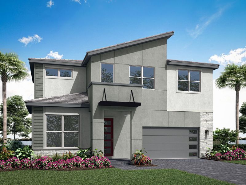 Representative exterior photo of a completed home built from the Canopy by Mattamy Homes in Tradition, Port St. Lucie, FL (Image 2). Representative exterior photo of a completed home built from the Canopy by Mattamy Homes in Tradition, Port St. Lucie, FL (Image 2).