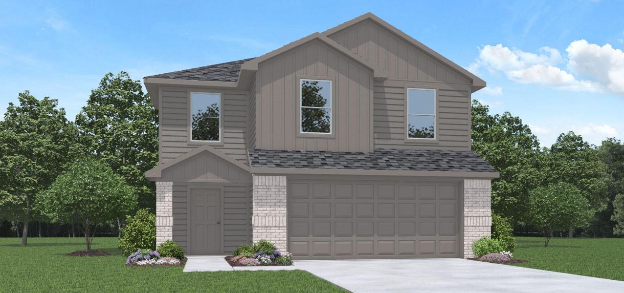 Front exterior of a new home in Lexington Heights, Willis, TX, highlighting curb appeal (Image 1). Front exterior of a new home in Lexington Heights, Willis, TX, highlighting curb appeal (Image 1).