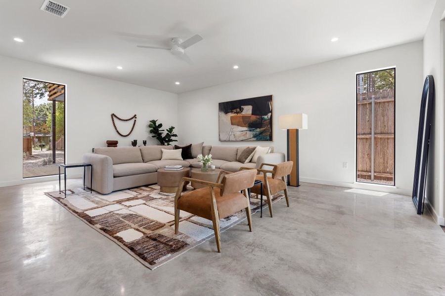Generous living spaces make the home feel larger than its measured square footage. Generous living spaces make the home feel larger than its measured square footage.