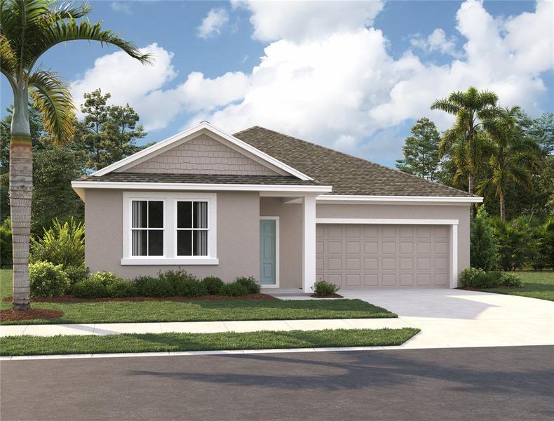 Front exterior of a new home in Sunbrooke, St. Cloud, FL, highlighting curb appeal (Image 1). Front exterior of a new home in Sunbrooke, St. Cloud, FL, highlighting curb appeal (Image 1).