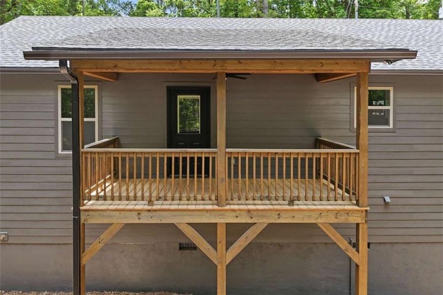 Exterior details and patio area of a home in , Ellijay (Image 29).