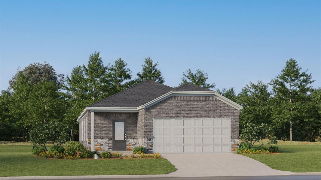 Front exterior of a new home in Winfield Park, Hutto, TX, highlighting curb appeal (Image 22). Front exterior of a new home in Winfield Park, Hutto, TX, highlighting curb appeal (Image 22).