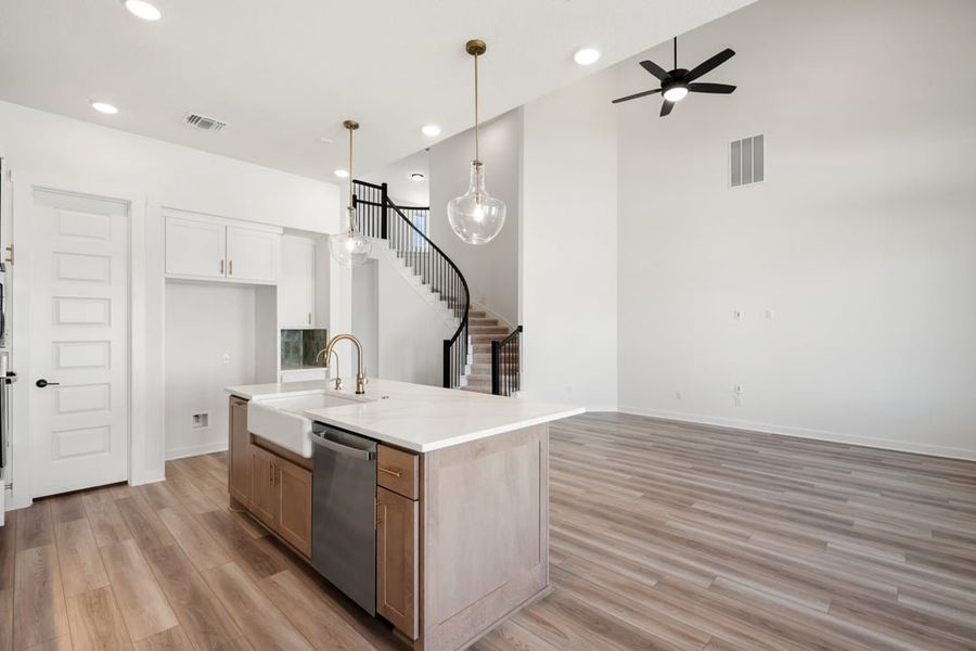 Furnished interior view inside a new home in Park Collection at Lariat, Liberty Hill (Image 9). Furnished interior view inside a new home in Park Collection at Lariat, Liberty Hill (Image 9).