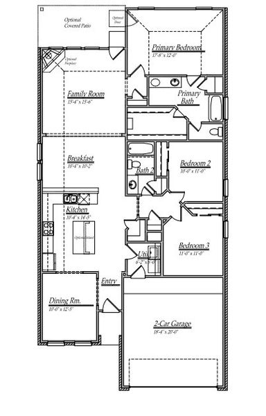 2D floor plan layout for the 217 by Long Lake Ltd. in Sunterra Lakes, Brookshire, TX (Image 3).