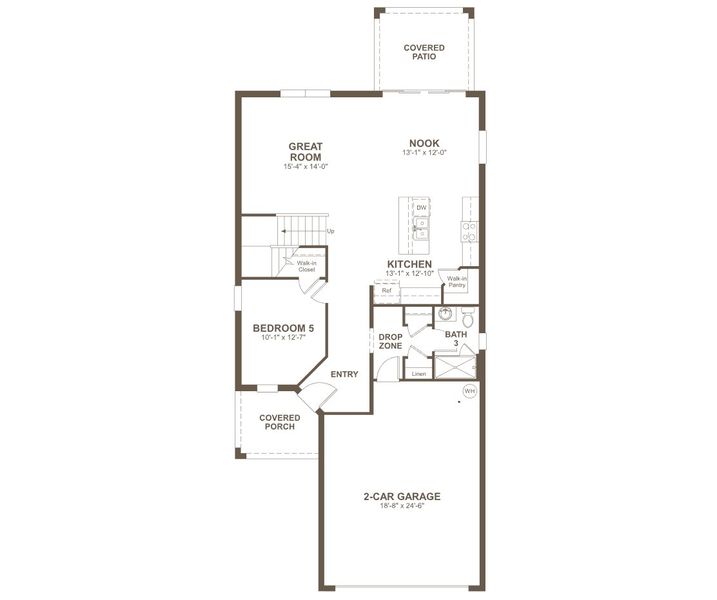 2D floor plan layout for the Pine by Richmond American Homes in Estates at Rivers Edge, Parrish, FL (Image 3).