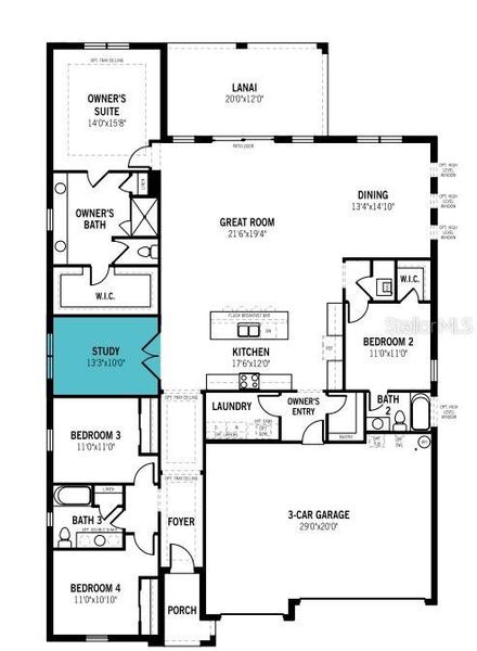 2D floor plan layout of this home in Windwater, Parrish, FL (Image 4).