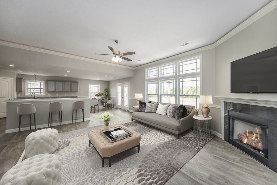 Representative furnished interior of a home built from the Beaumont by Enchanted Homes in Guadalupe Heights, Seguin (Image 7).