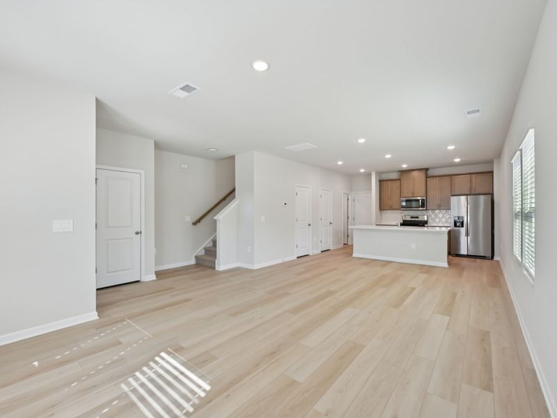 Spacious, unfurnished interior of a new home in The Rows at Buffaloe Reserve, Raleigh (Image 10). Spacious, unfurnished interior of a new home in The Rows at Buffaloe Reserve, Raleigh (Image 10).