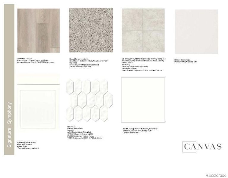 Design Selections.  Home is under construction and selections are subject to change.