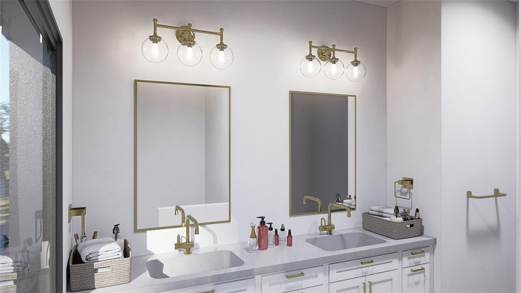 Full bath featuring double vanity