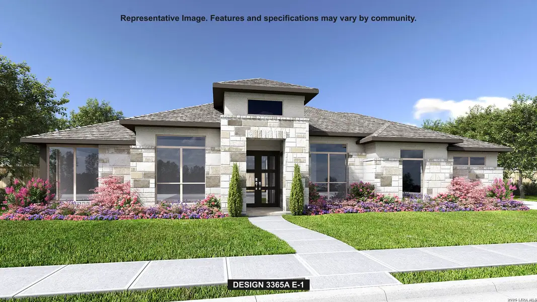 Front exterior of a new home in The Preserve at Elm Creek, New Braunfels, TX, highlighting curb appeal (Image 1). Front exterior of a new home in The Preserve at Elm Creek, New Braunfels, TX, highlighting curb appeal (Image 1).