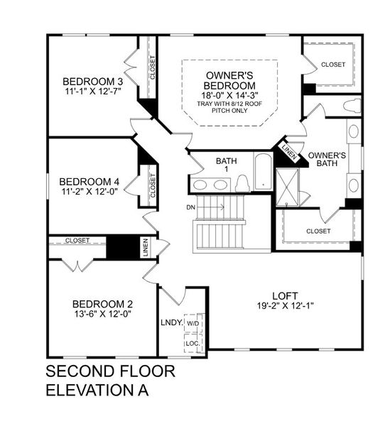 2D floor plan layout for the Lehigh by Ryan Homes in Emory Park, Five Forks, SC (Image 2). 2D floor plan layout for the Lehigh by Ryan Homes in Emory Park, Five Forks, SC (Image 2).