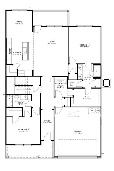 2D floor plan layout for the Palo Duro by Flintrock Builder in Rancho San Gabriel, Georgetown, TX (Image 3).