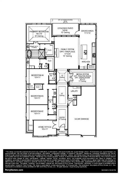 2D floor plan layout of this home in The Parks at Wilson Creek, Celina, TX (Image 2).