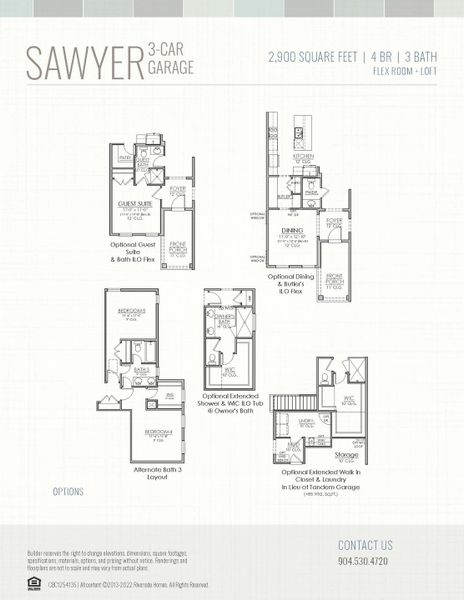 2D floor plan layout for the Sawyer by Riverside Homes in Mariposa at EverRange, Jacksonville, FL (Image 39).
