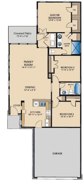 2D floor plan layout for the Frisco by Pacesetter Homes in Blanco Vista, San Marcos, TX (Image 3).