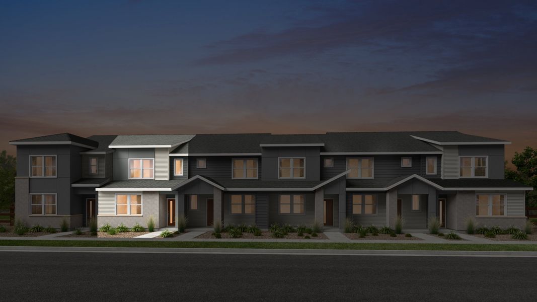Representative exterior photo of a completed home built from the Frontier by Taylor Morrison in Trailstone Townhomes - The Westerly Collection, Arvada, CO (Image 20).
