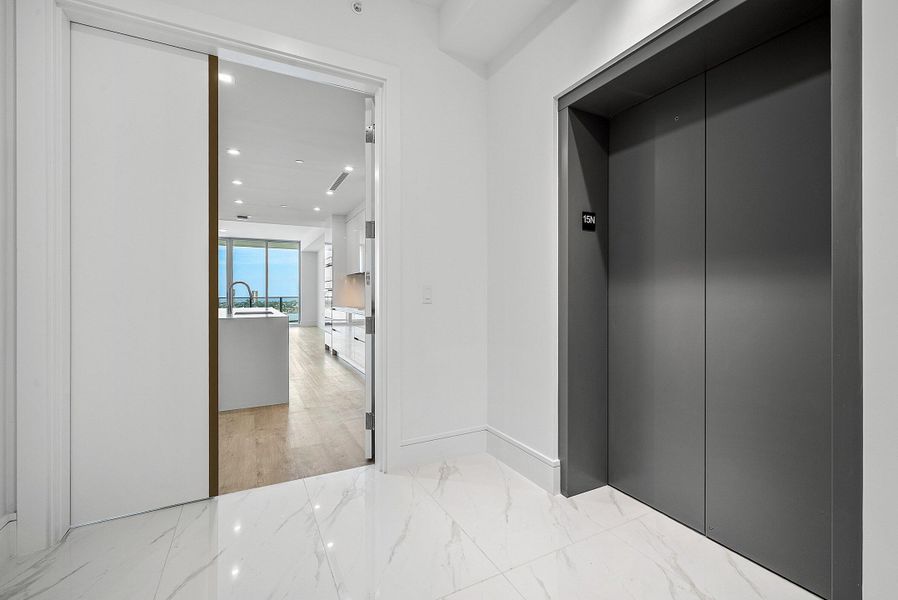 Private elevator lobby and entrance Private elevator lobby and entrance