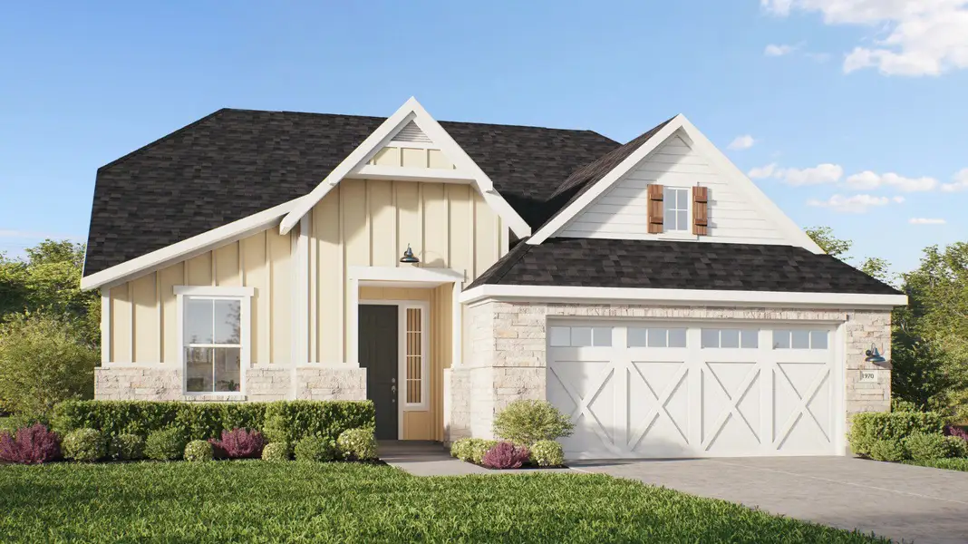 2D floor plan layout for the Palm by DRB Homes in The Crossvine, Schertz, TX (Image 4).