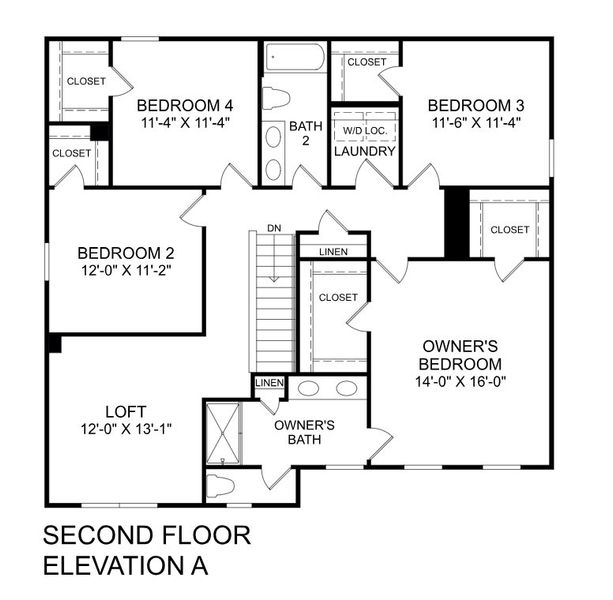 2D floor plan layout for the Hazel by Ryan Homes in Bozardt Farms, Charlotte, NC (Image 3).