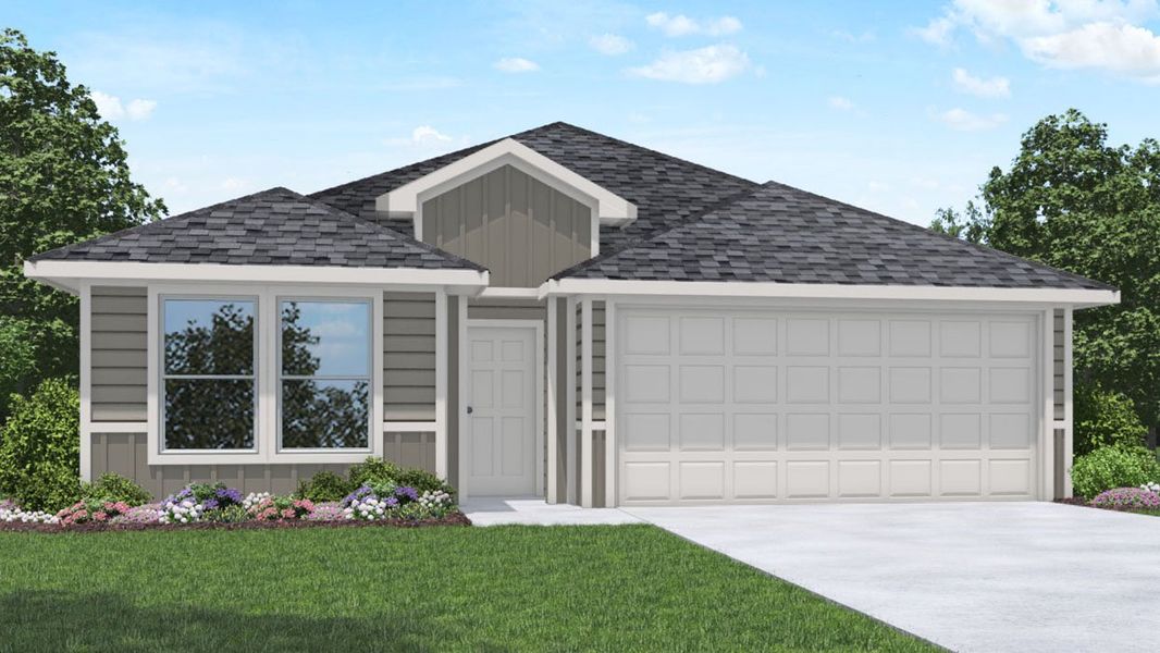 Front exterior of a new home in Reserve at Mallard Lakes, Orange, TX, highlighting curb appeal (Image 18). Front exterior of a new home in Reserve at Mallard Lakes, Orange, TX, highlighting curb appeal (Image 18).