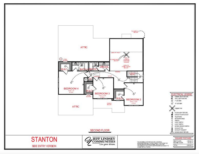 2D floor plan layout for the Stanton A by Jeff Lindsey Communities in Belle Hall, Newnan, GA (Image 3).