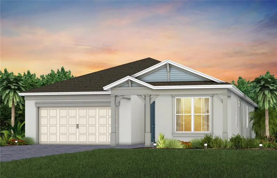 Front exterior of a new home in Bridgewalk, St. Cloud, FL, highlighting curb appeal (Image 1). Front exterior of a new home in Bridgewalk, St. Cloud, FL, highlighting curb appeal (Image 1).
