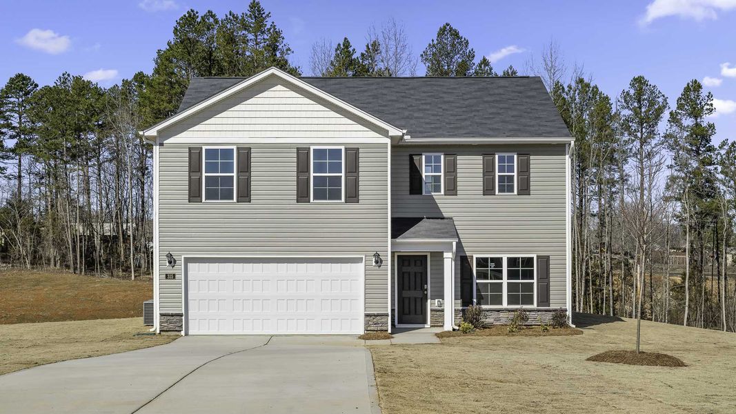 Front exterior of a new home in Country Creek, Lexington, NC, highlighting curb appeal (Image 1). Front exterior of a new home in Country Creek, Lexington, NC, highlighting curb appeal (Image 1).