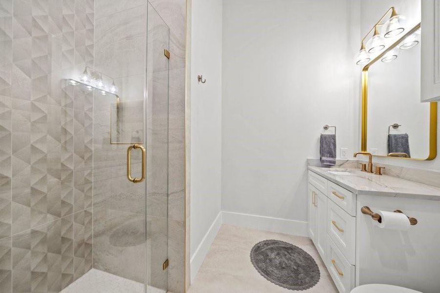 downstairs full bathroom with designer details. downstairs full bathroom with designer details.