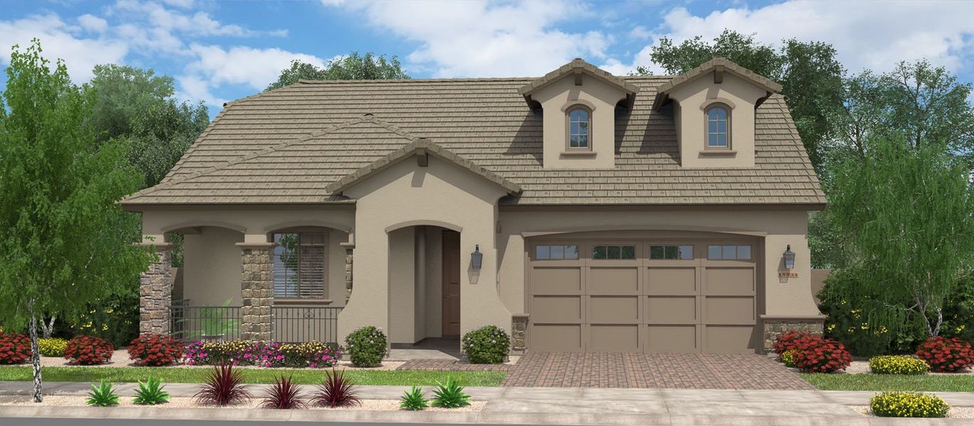 Representative exterior photo of a completed home built from the Live Oak by Fulton Homes in Groves at Barney Farms, Queen Creek, AZ (Image 4).