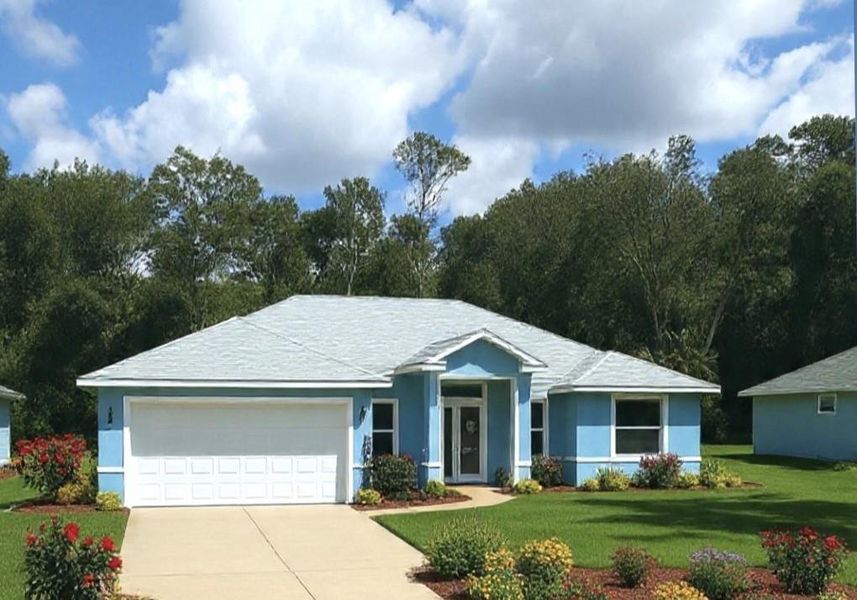 Front exterior of a new home in , Summerfield, FL, highlighting curb appeal (Image 1).