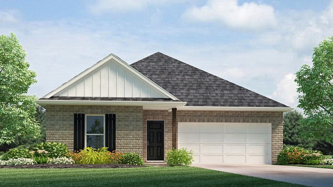 Representative exterior photo of a completed home built from the Eastwood. by D.R. Horton in Tamarron, Brookshire, TX (Image 2).