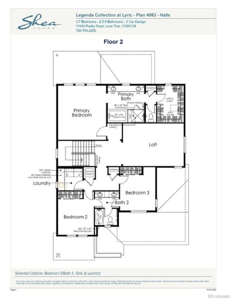 2D floor plan layout of this home in Legends at Lyric, Lone Tree, CO (Image 27).