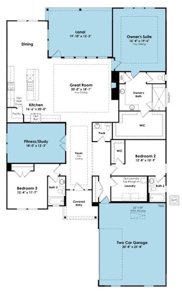 2D floor plan layout of this home in Cresswind at Spring Haven, Newnan, GA (Image 4).