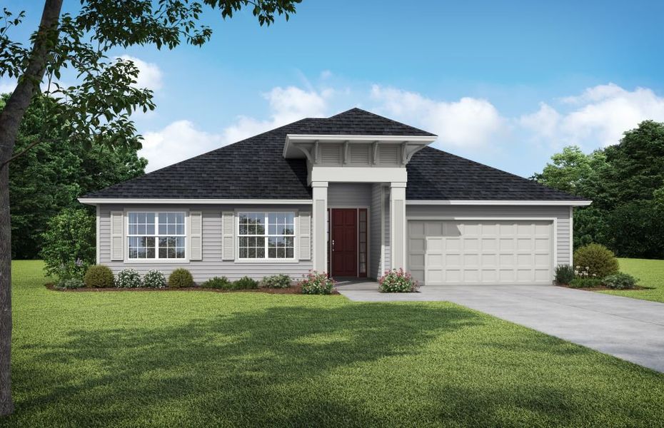 Representative exterior photo of a completed home built from the Willow Wood by SEDA New Homes in Weston Woods, Jacksonville, FL (Image 4).