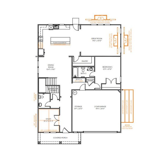 2D floor plan layout for the Calgary by True Homes in Parc Northwest, Elon, NC (Image 3).