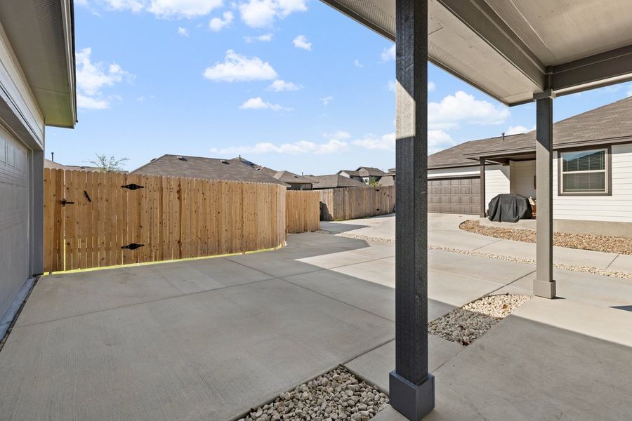 Exterior details and patio area of a home in Sage Hollow, Kyle (Image 24). Exterior details and patio area of a home in Sage Hollow, Kyle (Image 24).