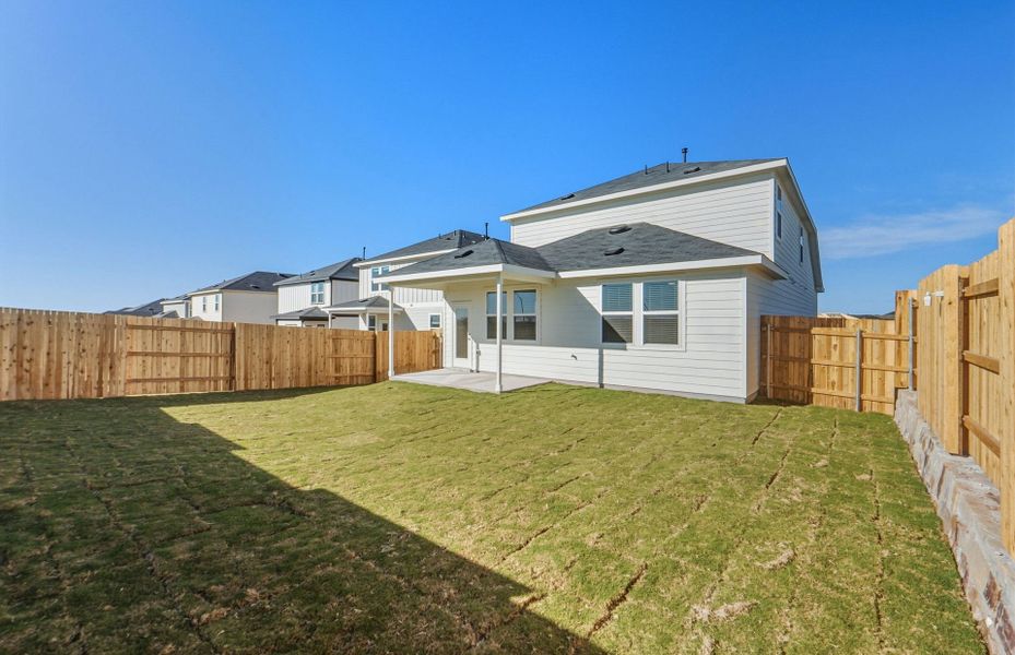 Exterior details and patio area of a home in Sunfield, Buda (Image 24). Exterior details and patio area of a home in Sunfield, Buda (Image 24).
