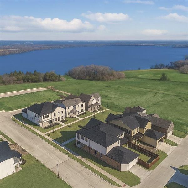 Bird's eye view of a large body of water Bird's eye view of a large body of water