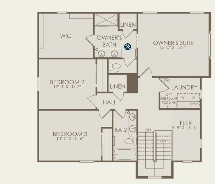 2D floor plan layout for the Eldora by Pulte Homes in Asante- Atrium Series, Surprise, AZ (Image 4).