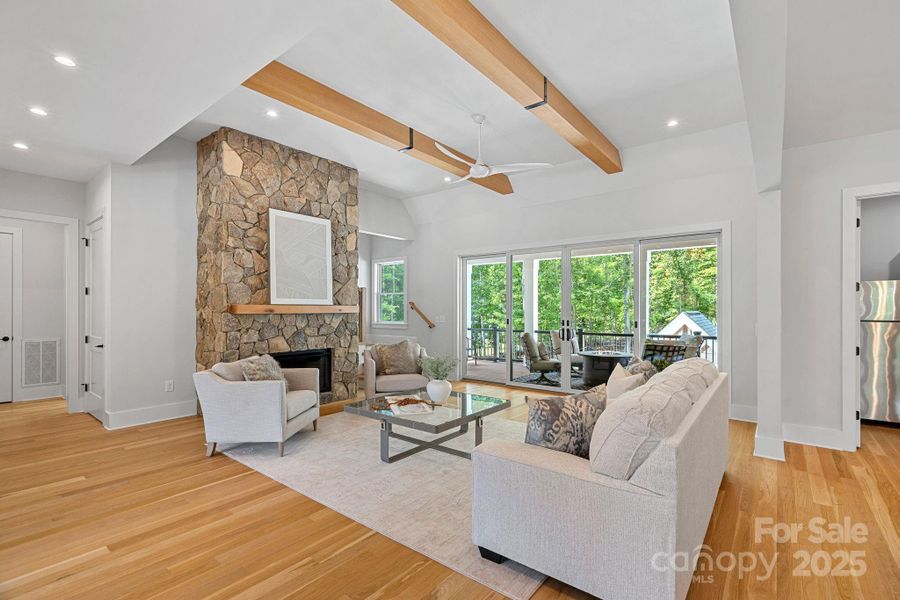 Living room complete with gas fireplace.
